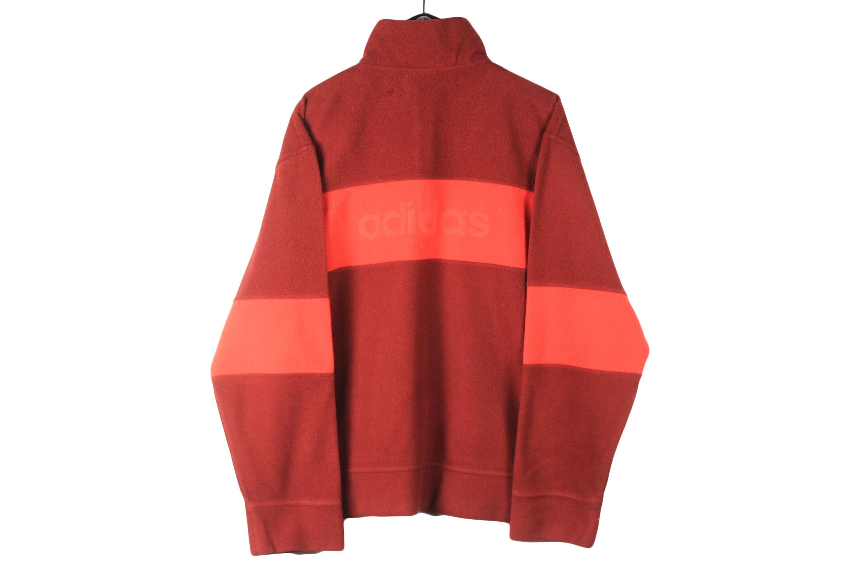 Vintage Adidas Fleece 1/4 Zip Sweater Size L Red 90s Sweater