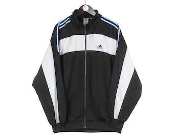 Vintage Y2K Adidas Men's Essentials Track Jacket Size M Black With