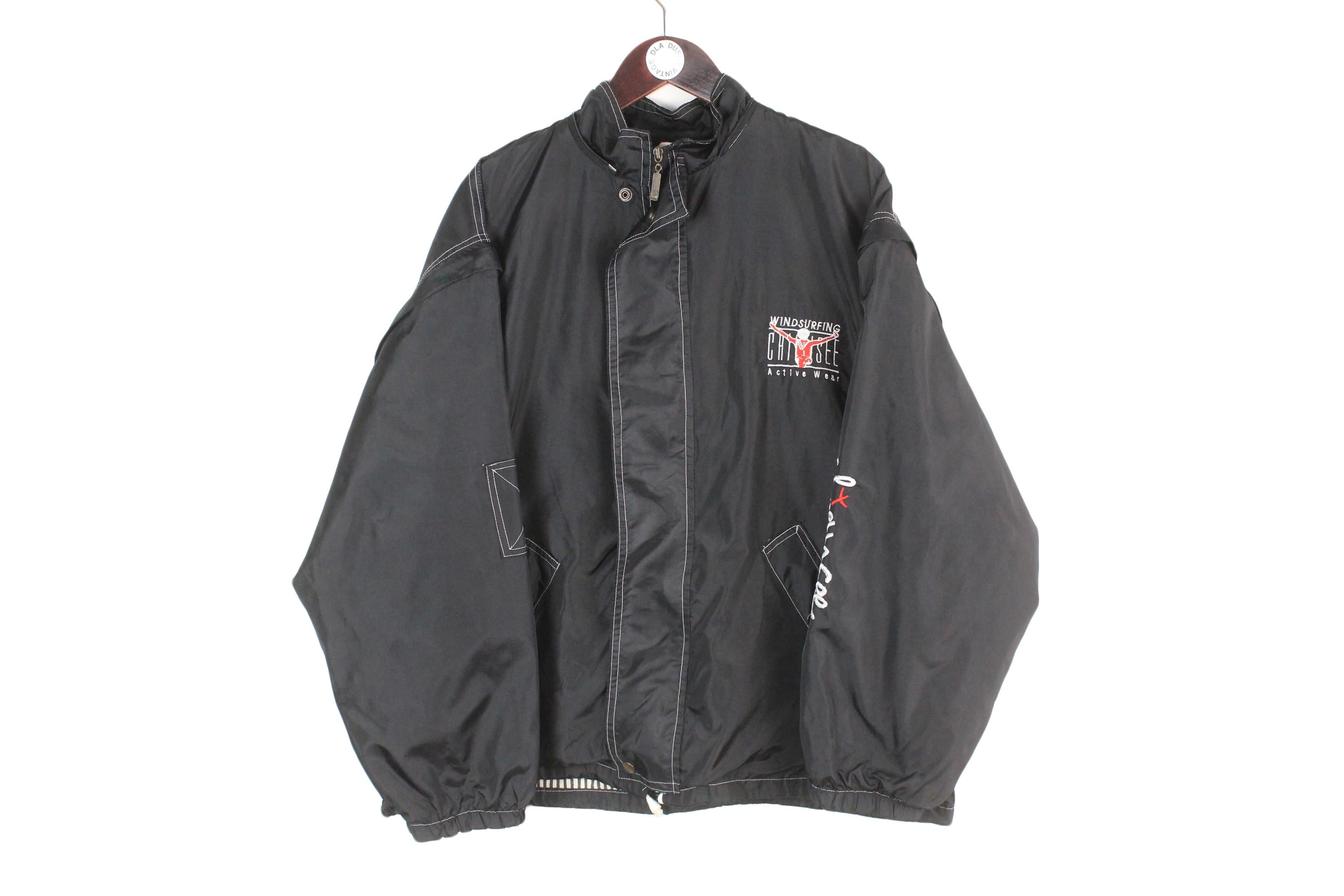 ジャケット・アウター thetoe Chiemsee Jacket black Vintage Chiemsee Jacket Size L Black Big Logo 90s Sport Style