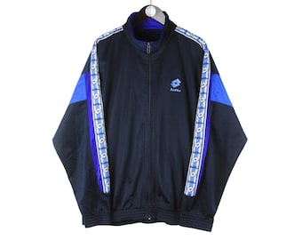 Vintage Lotto Track Jacket Size 2XL Blue 90s Sport Style Casual