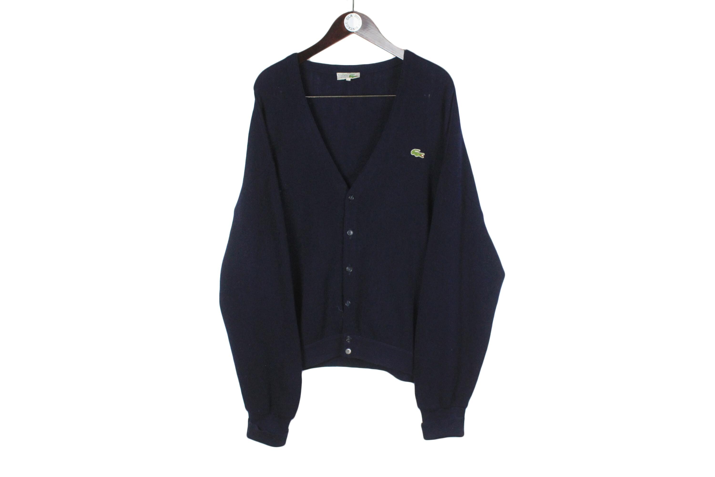 80s-90s usa製 LACOSTE blue knit cardigan LACOSTE HAYMAKER Vintage Women's Dark Blue Sweater Button