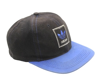 Vintage Adidas Cap Big Logo Black Blue 90s Hat Sport Style Retro Headwear