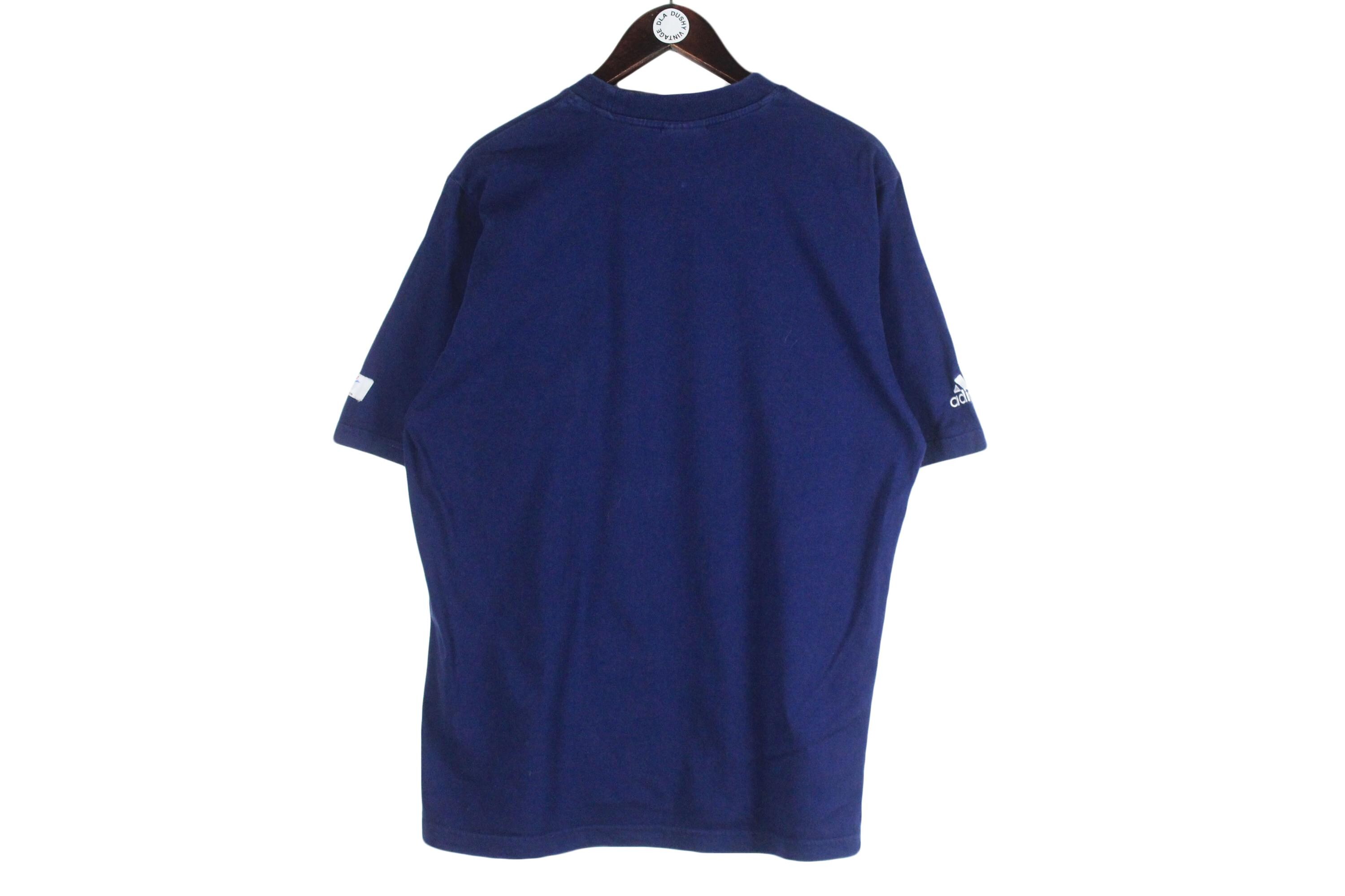 Vintage EURO 2000 Adidas T-shirt Blue Sport Style Football Size M 