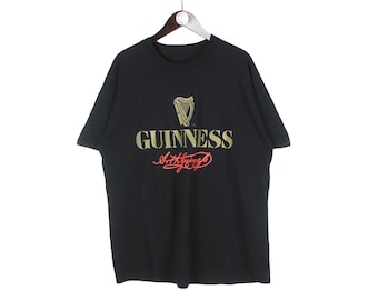 Vintage Guinness T-Shirt Size XL Sport Style Big Logo Irish Stout Beer Casual Pub Style 90s Top Short Sleeve