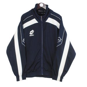 【NAVY】LOTTO TAPING NYLON BLOUSON Vintage 90s Lotto Jacket Size L Navy White Sleeve Logo Tape Full