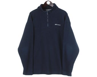 Vintage Reebok Fleece 1/4 Zip Size XL Blue 90s Sweater Pullover Jumper Winter Outdoor Ski Style