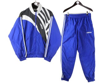Vintage Adidas Tracksuit Size S Blue 90s Retro Sport Style Track Suit Jacket and Pants Jumpsuit