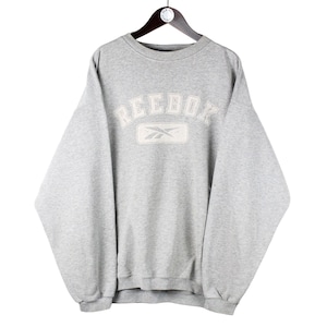 Vintage Reebok Sweatshirt Size XL Gray Big Logo 90s Sport Style Crewneck Jumper Pullover Retro Wear
