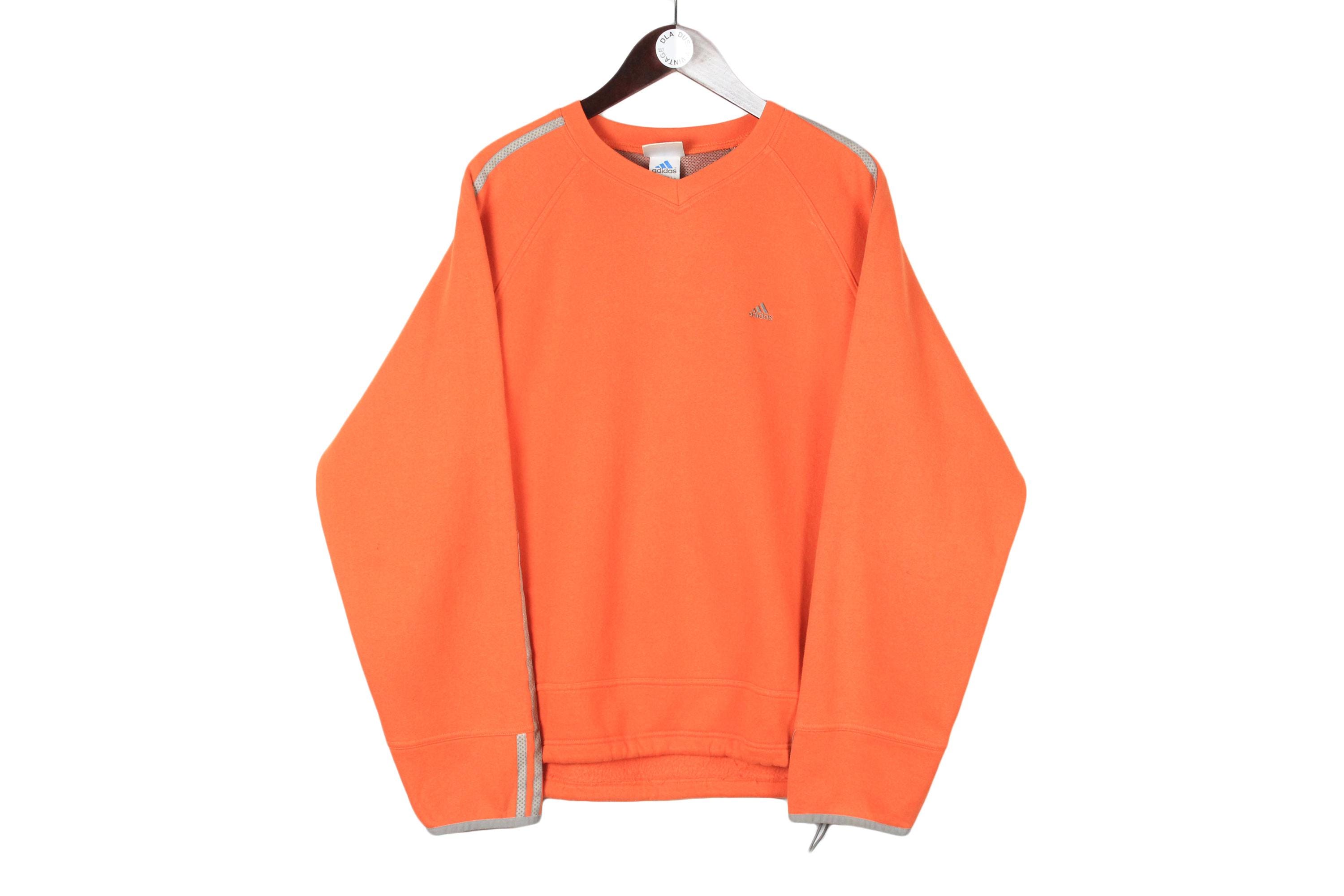 Vintage Adidas Sweatshirt Size L Orange 90s Sport Style Crewneck