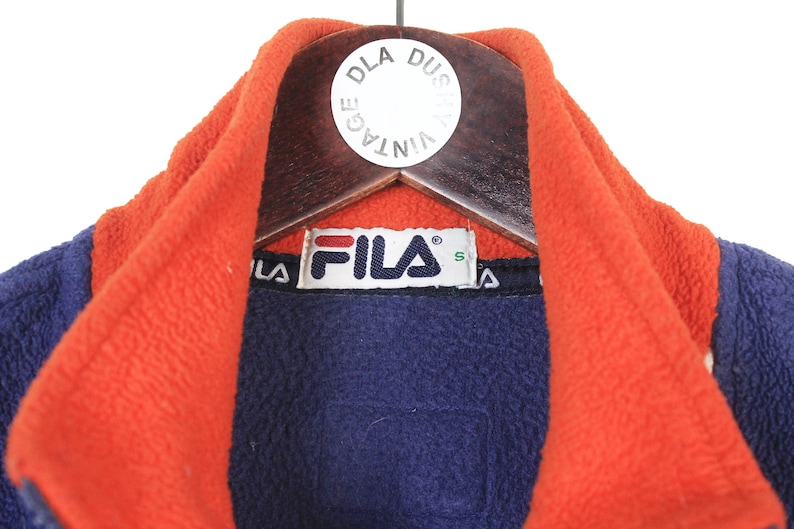 Vintage Fila Fleece 1/4 Zip Size S Blue Red 90s Sweater Pullover Jumper Winter Outdoor Ski Style image 6