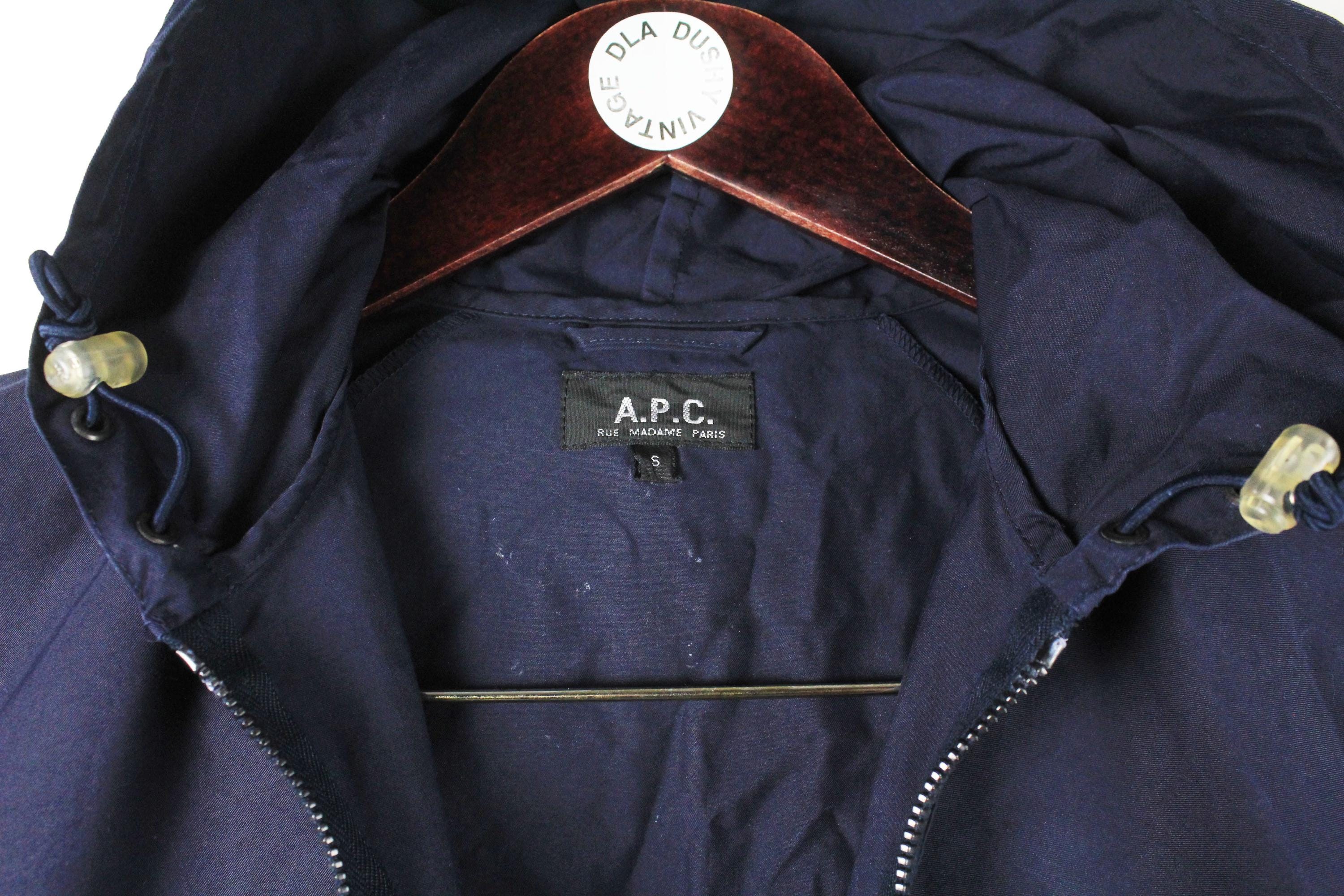 Vintage A.P.C. Hooded Parka Jacket Size S APC Blue 90s Streetwear