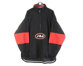 Vintage Fila anorakjas maat XXL rood zwart jaren 90 sportstijl casual outdoor trekking windjack