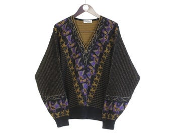 Suéter vintage Carlo Colucci, talla M, estilo casual de lujo, fabricado en Alemania Occidental, jersey retro de los años 90.