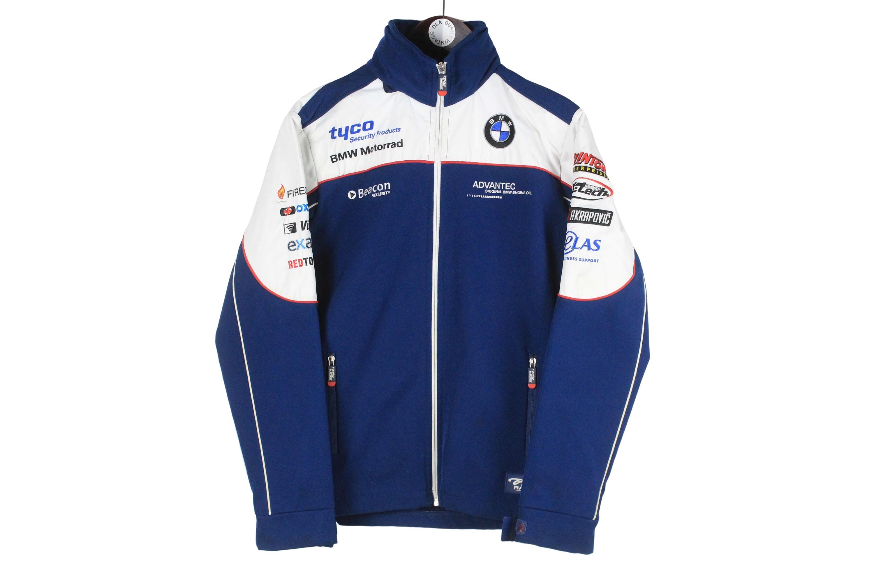 Vintage BMW Motorrad Tyco Racing Team Jacket Big Logo Size XS Blue