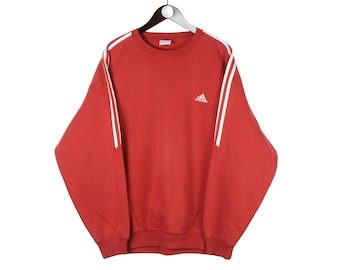 Vintage Adidas Sweatshirt Größe XL Rot kleines Logo 90er Jahre Sport Style Crewneck Pullover Retro Wear