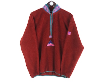 Vintage Helly Hansen Fleece Size S Red 90s Sweater Pullover Jumper Winter Outdoor Ski Style