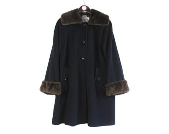 Abrigo vintage Gianfranco Ferre Fourrures, talla 44, para mujer, color negro, de lana pesada, de lujo, de angora y cachemira, fabricado en Italia, estilo streetwear de los años 90.