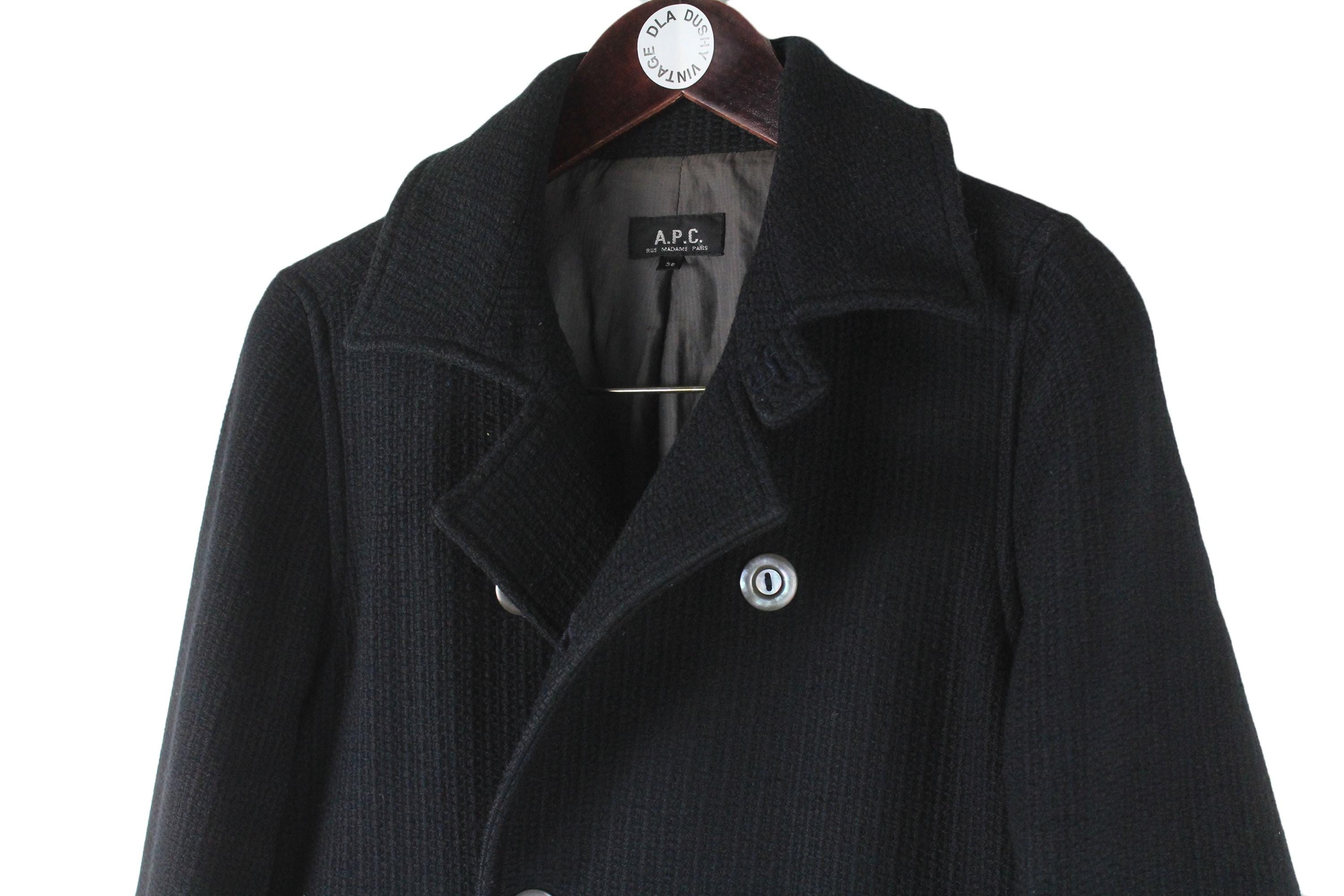 Vintage A.P.C. Pea Coat Size Women's 38 Black Heavy Wool Jacket