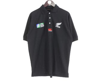 90s Canterbury of New Zealand Rugby Polos Short Sleeve STEINLAGER