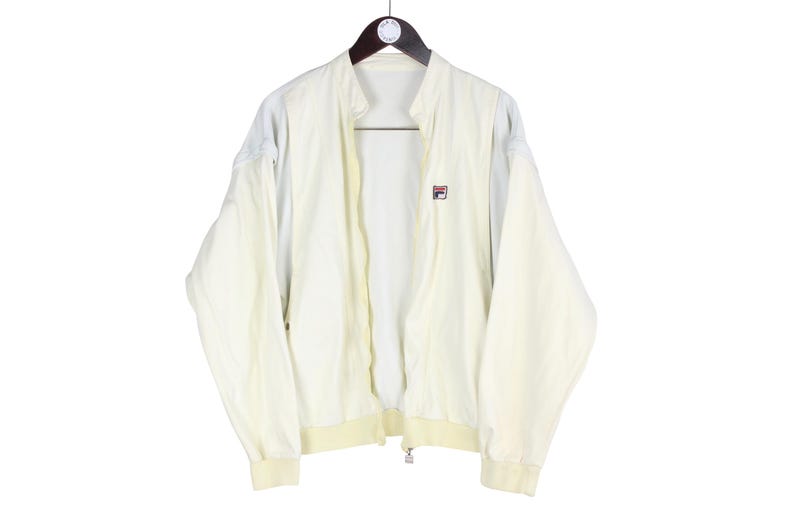 Vintage Fila Track Jacket Size M Yellow Tennis 90s Sport Style Casual Light Wear Jogger image 1