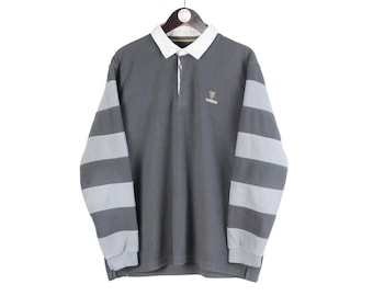 Vintage Guinness Fleece Rugby Shirt Size L Gray 90s Sweater Pullover Jumper Winter Outdoor Ski Style