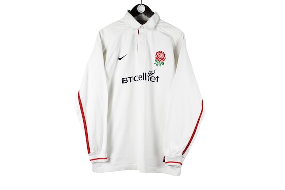 Vintage England Team 2001/02 Nike Rugby Shirt Size M/L White 00s