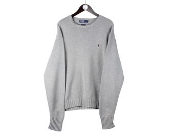 Vintage Polo by Ralph Lauren Sweater Size XL Gray Crewneck Casual Style 90s Retro Pullover Jumper