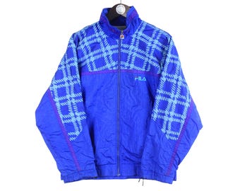 Vintage Fila Track Jacket Size S Blue 90s Sport Style Casual Light Wear Jogger