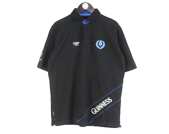 Camiseta vintage de rugby Guinness Scotland Cotton Traders, talla L, estilo deportivo de los años 90, con cuello, estilo retro, manga corta, polo.