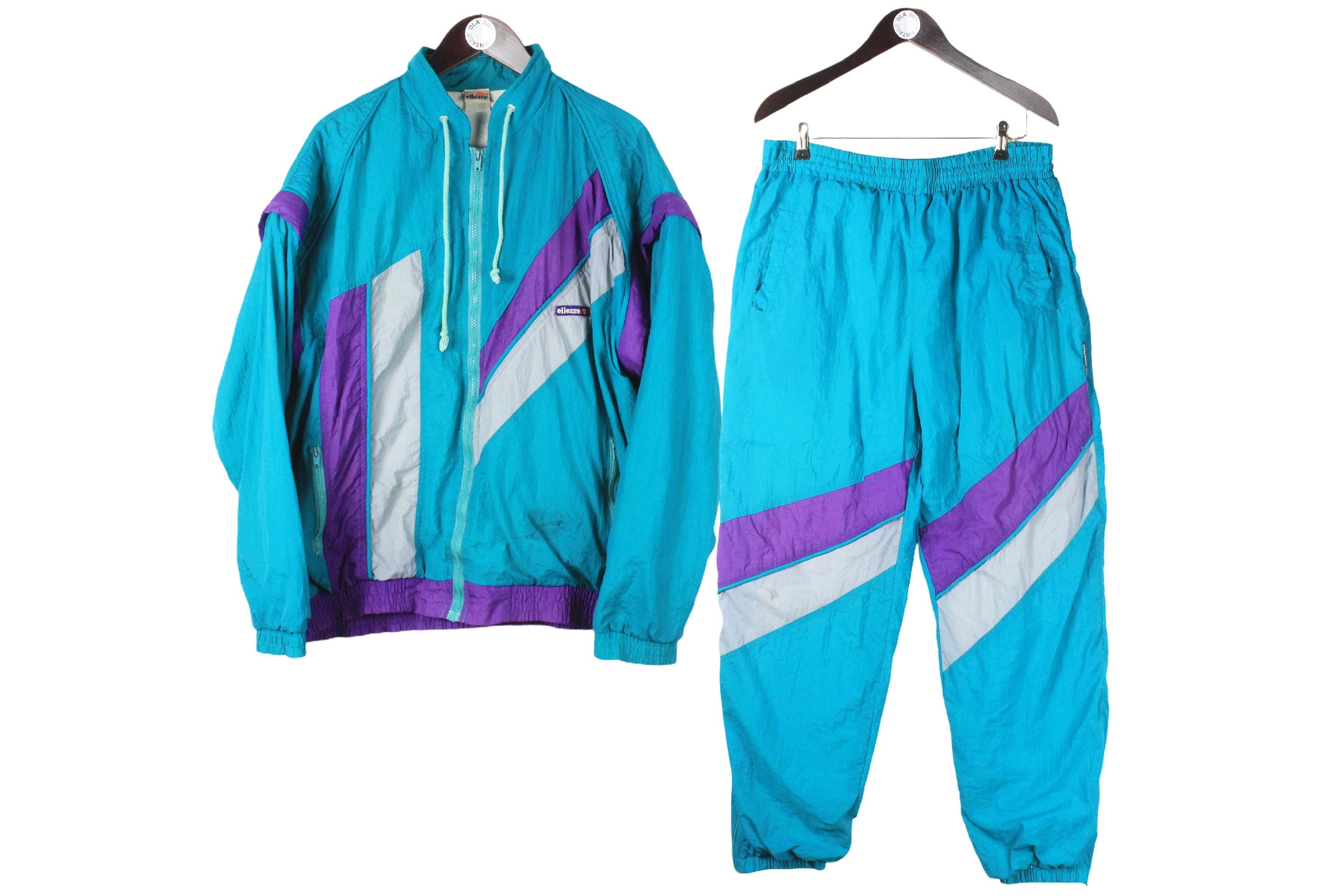 Vintage Ellesse Tracksuit Size M Blue 90s Retro Sport Style Track