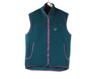 Vintage Helly Hansen Fleece Vest Size XL Green 90s Sweater Pullover Jumper Winter Outdoor Ski Style Sleeveless