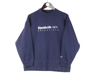 Vintage Reebok Sweatshirt Size Women's S Oversized Big Logo Blue 90s Sport Style Crewneck Jumper Pullover Retro Wear