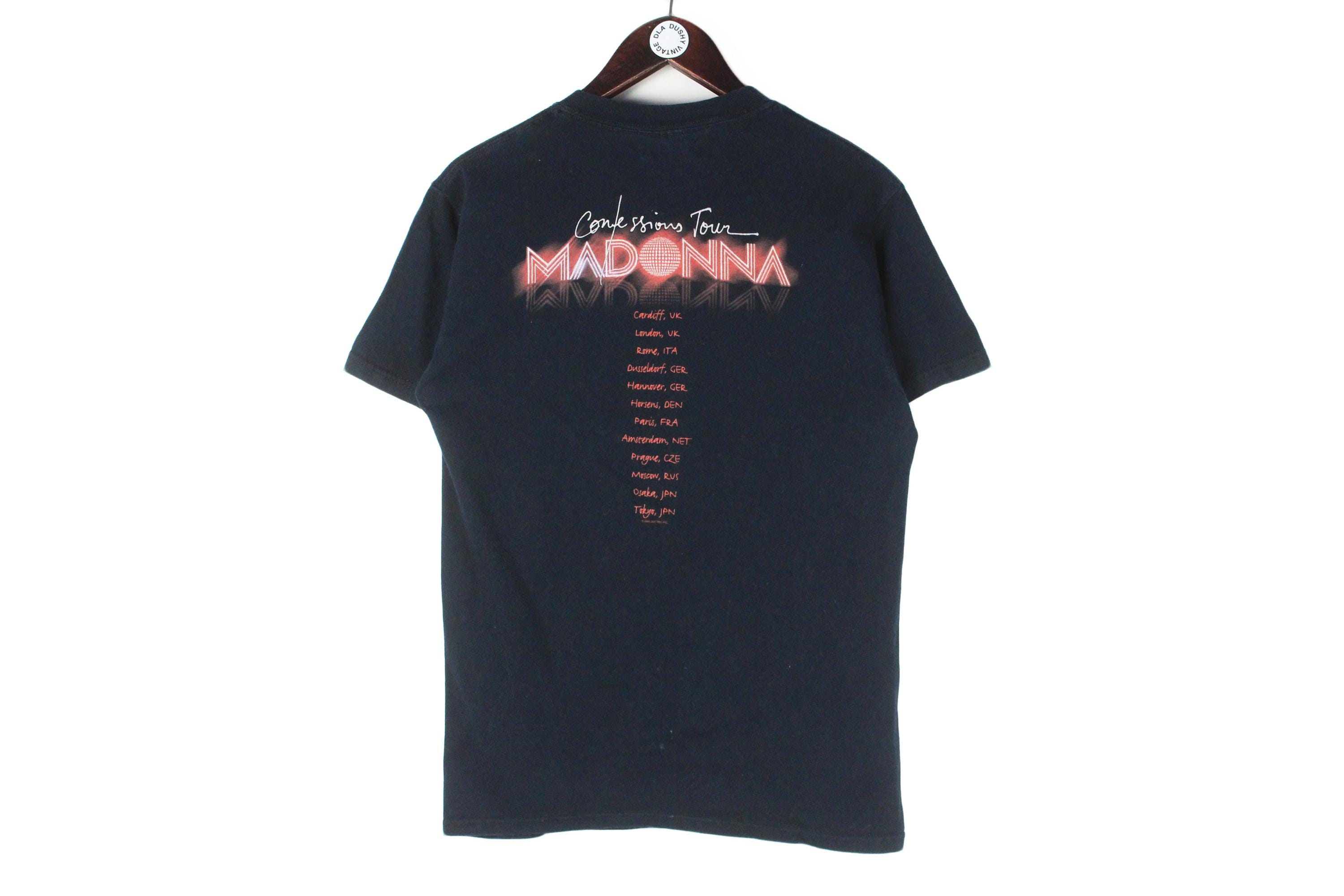 Vintage Madonna Tour T-shirt Size Women's S/M Black Big Logo Music