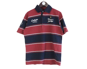 Polo de rugby vintage Guinness Cotton Traders, talla M, estilo deportivo de los años 2000, jersey con cuello, estilo retro, manga corta.