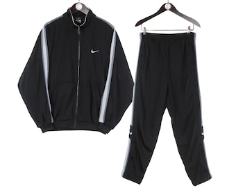 Vintage Nike 00s Y2K Black White Track Suit Hoodie Pants Set - Etsy