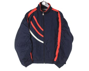 Vintage Fila Track Jacket Size Women's Medium Blue 90s Sport Style Casual Light Wear Jogger