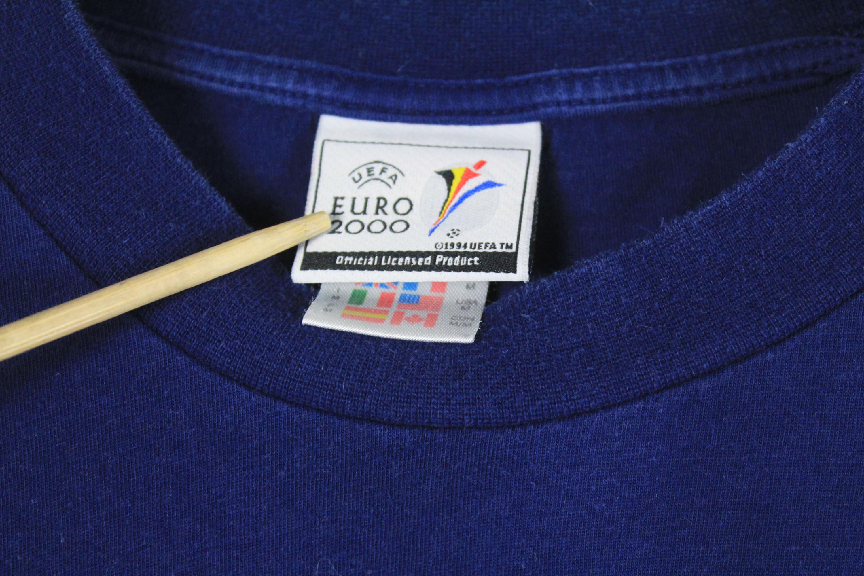 Vintage EURO 2000 Adidas T-shirt Blue Sport Style Football Size M 