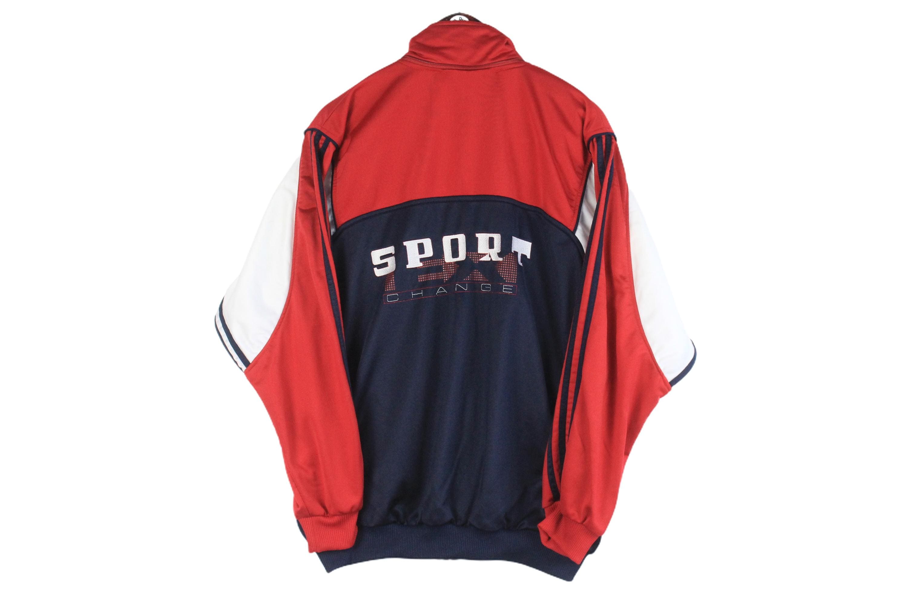 Vintage Adidas Track Jacket Size M Red Blue 90s Sport Style Casual