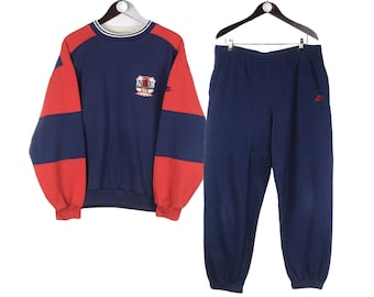 Vintage Nike Sport Suit Size L Blue Sweatshirt and Pants 90s Retro Sport Style Track Suit Jumpsuit Tracksuit Sweatpants