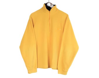 Vintage Mammut Fleece 1/4 Zip Size L Yellow 90s Sweater Pullover Jumper Winter Outdoor Ski Style