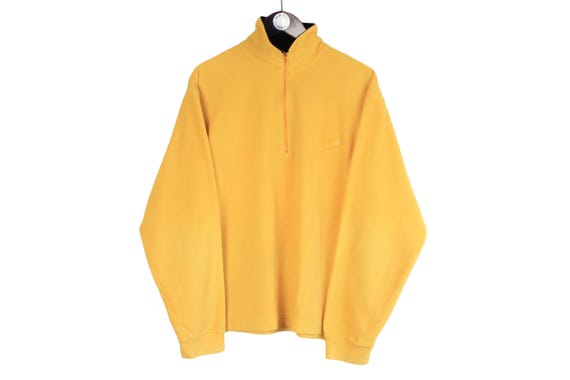 Vintage Mammut Fleece 1/4 Zip Size L Yellow 90s Sweater Pullover