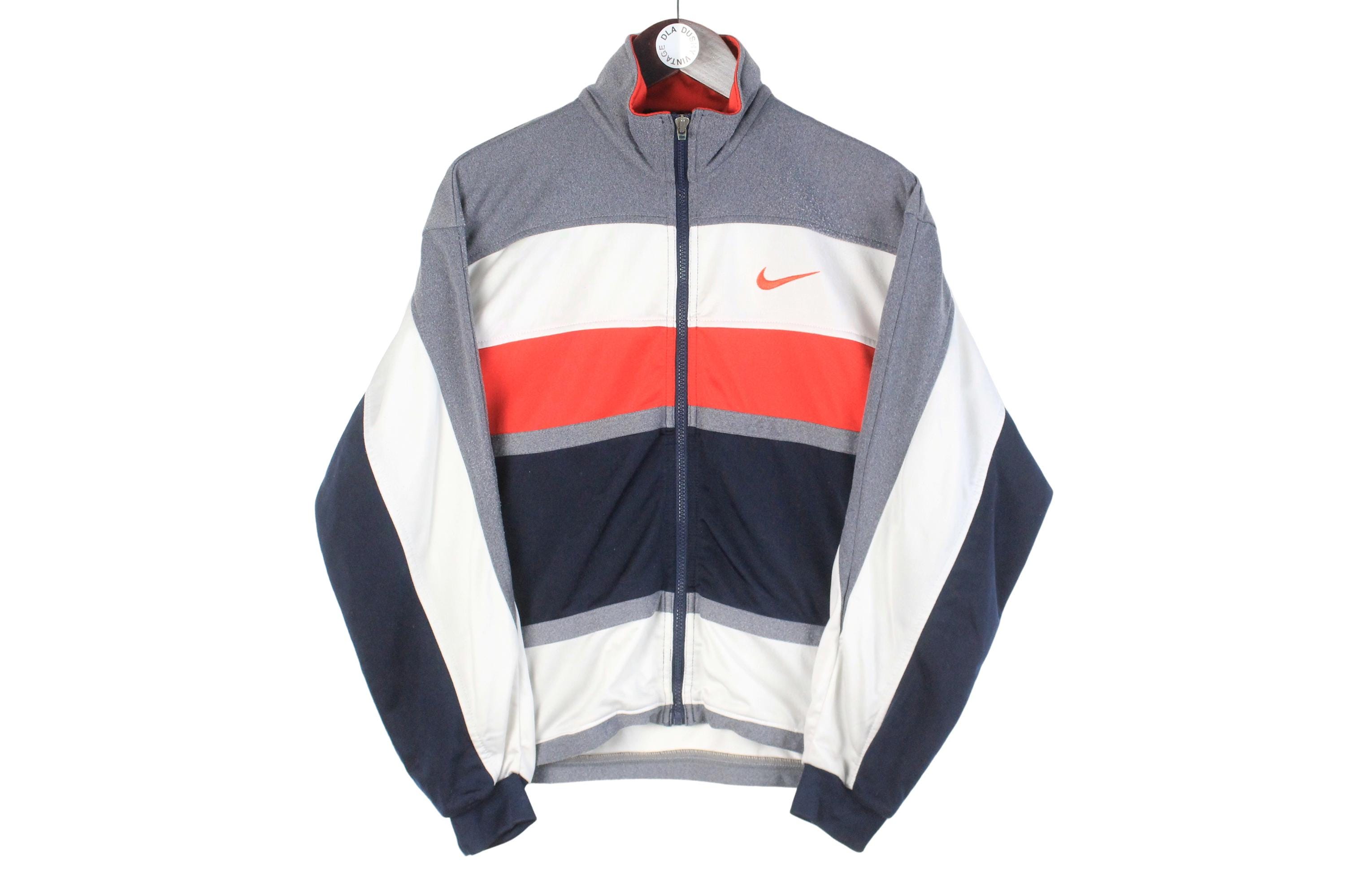 Vintage Nike Track Jacket Size XS Gray Big Logo 90s Sport Style