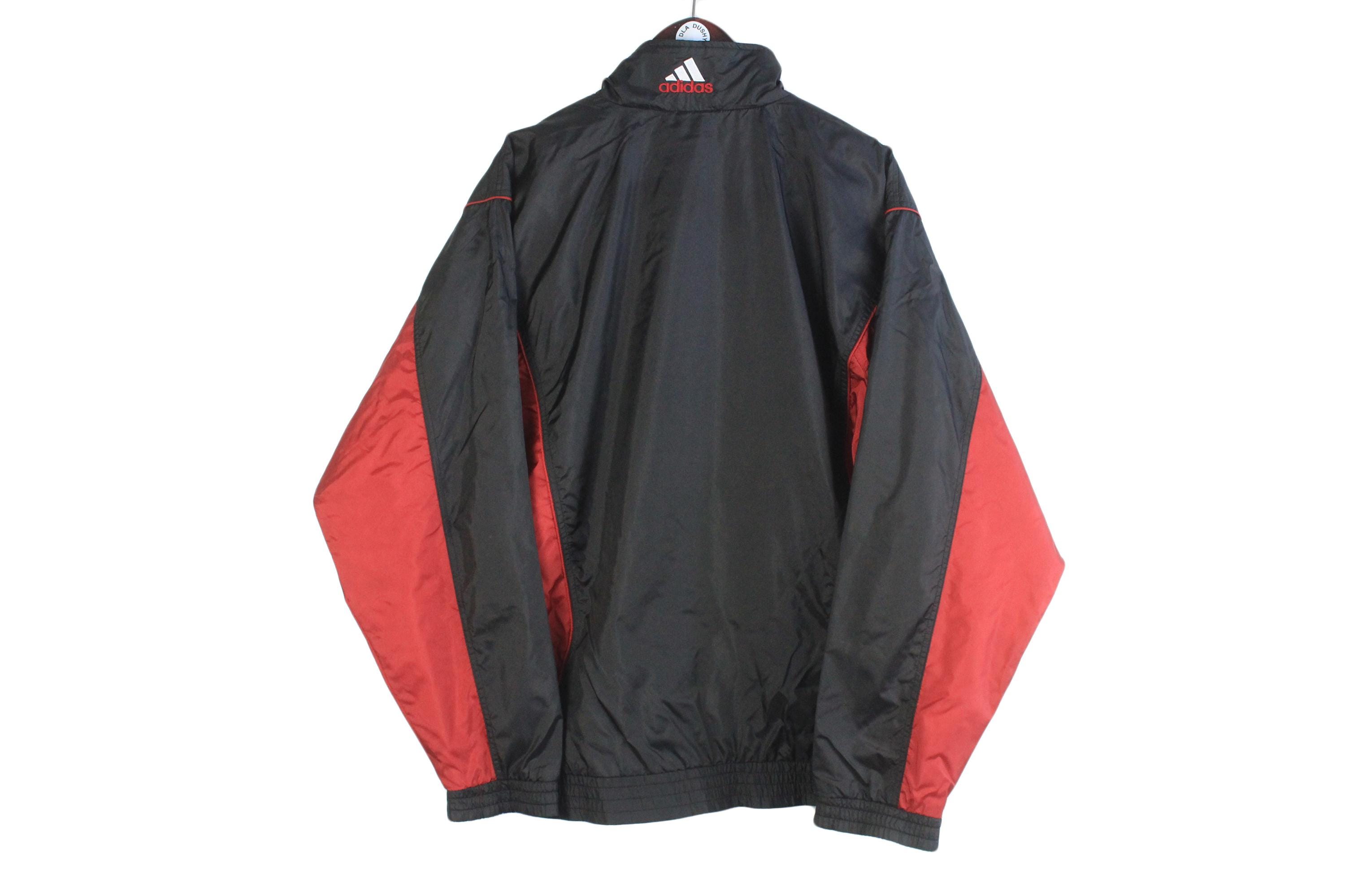 Vintage Adidas Track Jacket Size L Black Red 90s Sport Style