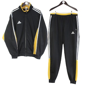 Vintage Adidas Tracksuit Size L Black 90s Retro Sport Style Track Suit Jacket and Pants Jumpsuit