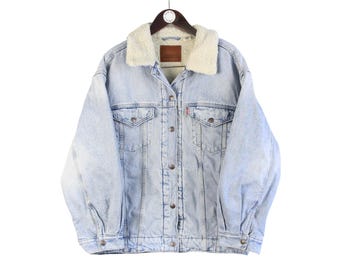 Vintage 80's 90's Rare Levi's Silvertab Sherpa Denim Bomber Jacket