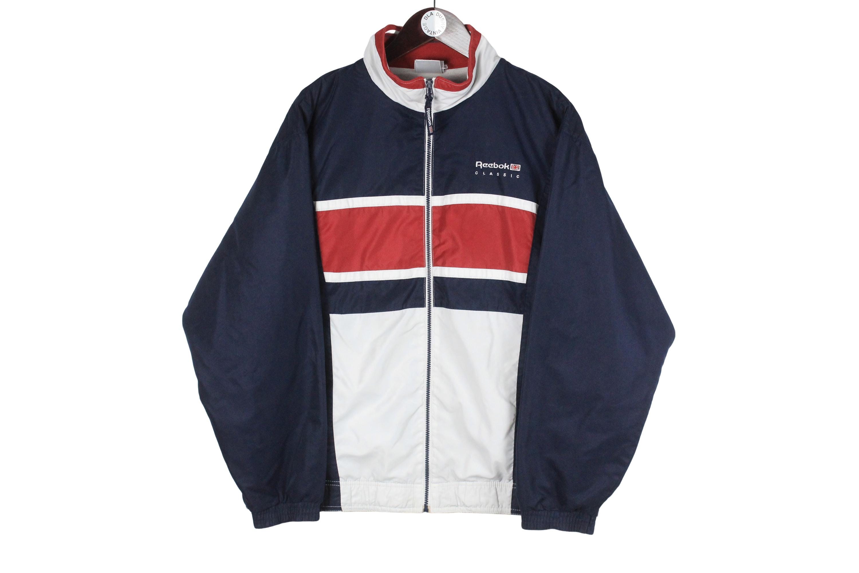 Vintage Reebok Track Jacket Size S/M Blue Big Logo 90s Sport Style