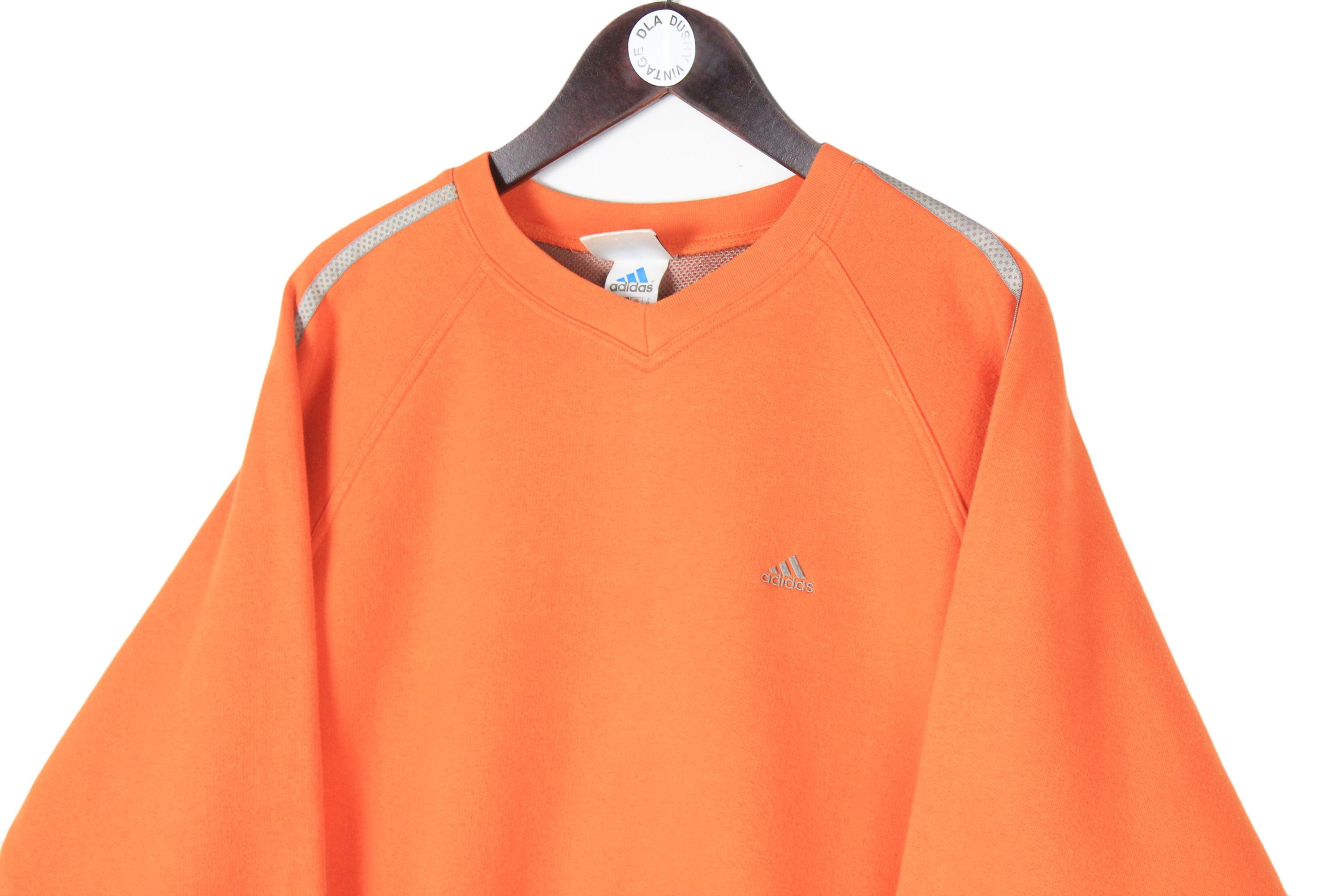 Vintage Adidas Sweatshirt Size L Orange 90s Sport Style Crewneck 