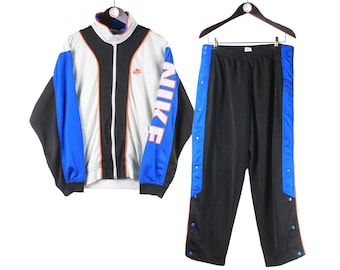 Vintage 90's Nike Track Suit Windbreaker Set Mens Size Large Black