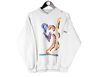 Vintage Adidas ATP Tour Tennis Sweatshirt Size S Gray Big Logo 90s Sport Style Crewneck Jumper Pullover Retro Wear