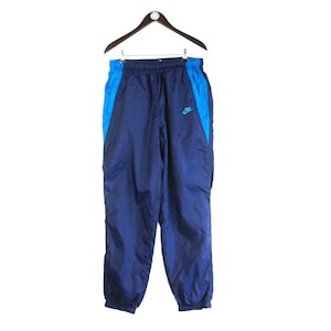 Vintage Nike Track Pants Size L Blue 90s Retro Trousers Sport Style Joggers